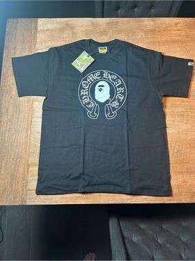 Chrome Hearts Black T-Shirt with White Center Graphic